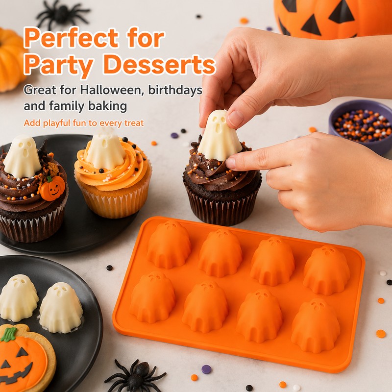 Ghost Silicone Mold for Halloween Treats – Non-Stick Baking Mold