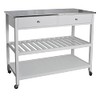 Redmon Mobile Kitchen Island with Two Large Open Shelves, Two