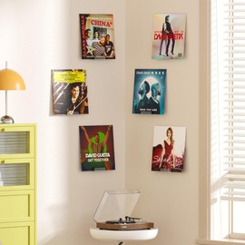 upsimples 6 Pack Vinyl Record Wall Mount Shelves, 4" Vinyl Holder for Album Record Storage & Display, Clear Acrylic Floating Shelves for Wall Decor, Kids Bookshelf, Magazine Rack, Picture Ledge