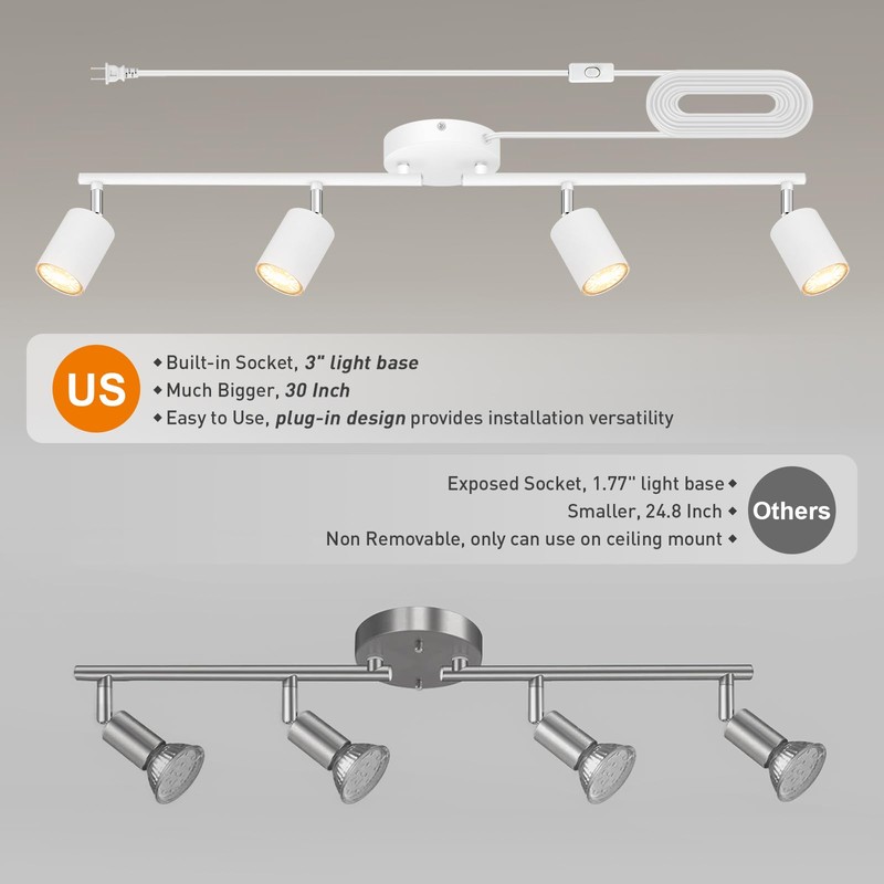 Plug in Track Lighting LED, Track Lighting Fixtures Ceiling, White