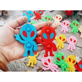 mypush popo 24 Packs Space Alien Students Christmas Gifts Bulk Rainbow Fidgets Gifts, Mini Pop Holiday Classroom Prize Party Favors for Kids