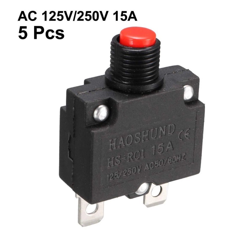 uxcell AC 125V/250V 15A Push Button Circuit Breaker for Air