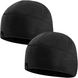 Temple Tape Tactical Fleece Watch Cap Beanie 2 Pack Black/Black - XL (for Larger Heads)