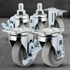Lightweight Small 2-Inch Gray Rubber Bearing Trolley Caster Wheel 2-Inch Gray Rubber Caster - Fixed Plate 3ea