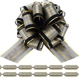 20 Lazos de Tirar de Envoltura para Cestas de Boda, Lazos de Cinta Multicolor para Envolver Caja o Decoración Floral, 6 Pulgadas de Diámetro (Negro)