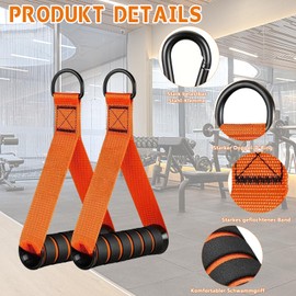 HOPNKN Handles for Fitness Bands, Pack of 2 Single-Handle Grips, Cable Pull Handle for Resistance Bands, Ideal for Workout on the Pulley, Cable Pull Station or Power Tower, Exercise (Orange)