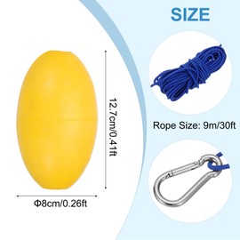 PATIKIL 30FT Float Rope Tow Line, Heavy Duty Buoy Ball Float Leash with Stainless Steel Hook Drift Rope Marker Buoy Float Rope for Fishing Drift Jet-Ski Kayak Boat Accessories, Blue