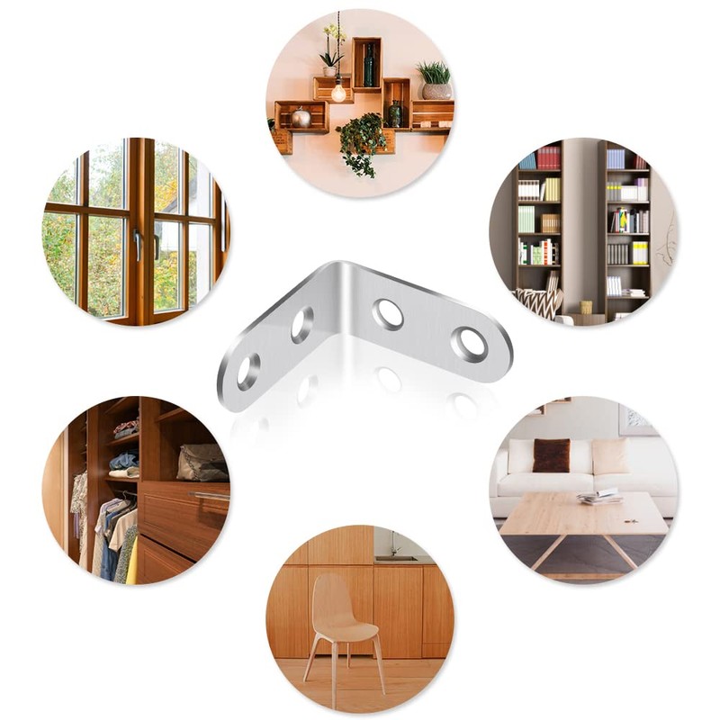 GAOHUI Angle Brackets, 10pcs Corner Brackets for Wood, Stainless L
