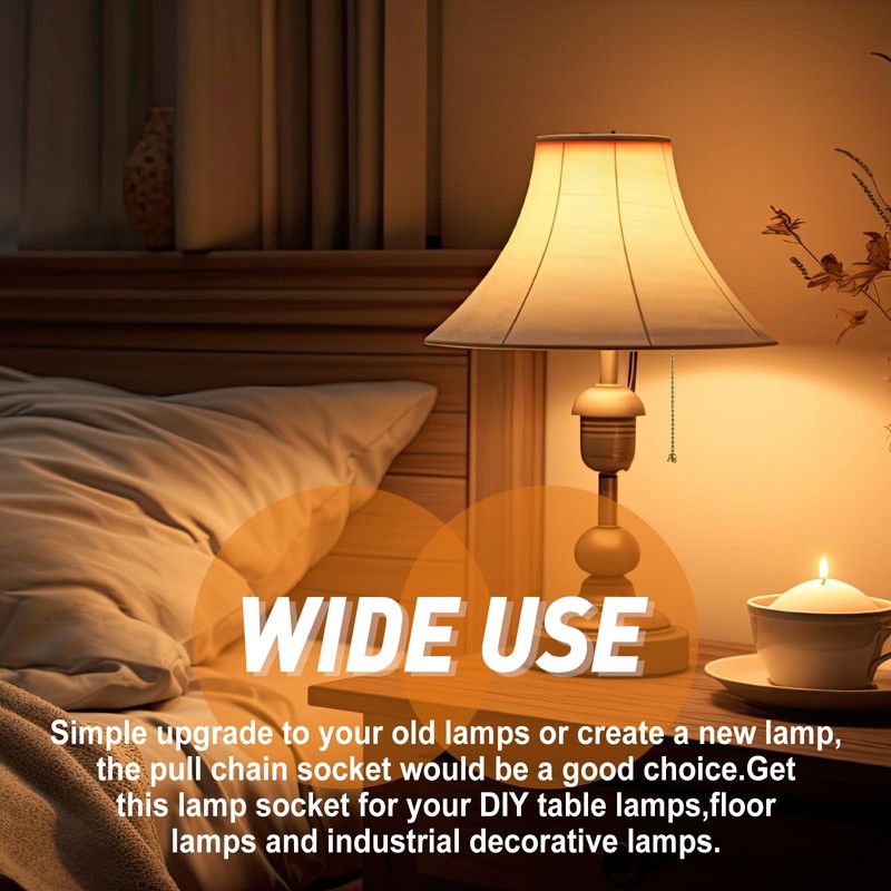 Saysurey 4 Pcs Pull Chain Lamp Socket Replacement, E26 Standard