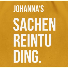 Geschenk mit Namen personalisiert by Shirtracer - Gym Bag Backpack - Women's Bags - Sachenreintuding - Things Reintu Ding Name, 16 mustard yellow