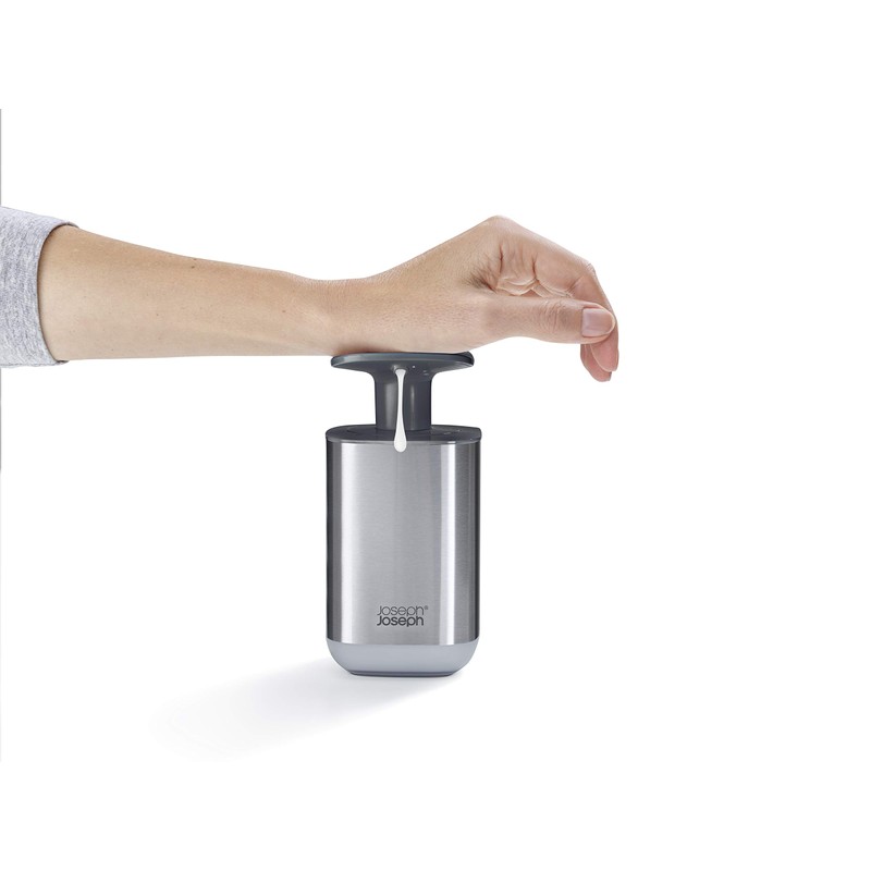 Joseph Joseph Presto Stainless-Steel Hygienic Easy-Push Soap Dispenser with Wide