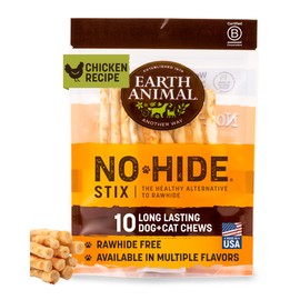 Earth Animal No Hide Stix - Long Lasting Rawhide Free Small Dog Chews Sticks, Chicken - 10 Count