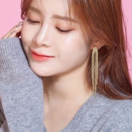 GRACE JUN Vintage Long Metal Chain Tassel Clip on Earrings Geometric Without Piercing Ear Clips for Women Party Jewelry Gift (Tassel Gold Clip on)