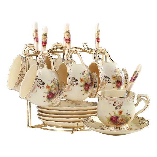 YOLIFE YOLIFE Flowering Shrubs Tea Cups and Saucers Set of
