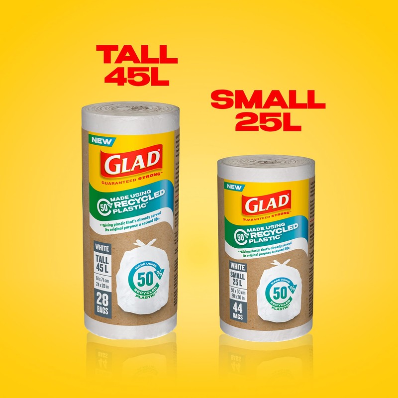 Glad White Garbage Bags - Tall 45 Litres - Made