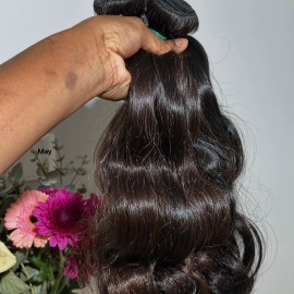 US Stock Raw Indian Wavy Curly Hair Single Donor Double Weft Raw Indian Human Hair Extensionsstyle: Natural wave 1bundle, color: natural black, Stretched Length: 28 Inches
