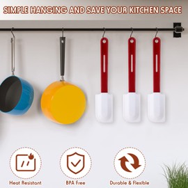 Lanties Set of 3 High Temp Silicone Spatulas Heat Resistant Rubber Spatula Commercial Heavy Duty Silicone Scraper Spatula with Handle for Kitchen Baking Cooking (Spatula,10 x 2 Inches)