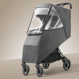 Stroller Rain Cover Universal Waterproof Windproof Dustproof Coldproof Travel Weather for Toddlers (Gray)