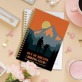 XPH Funny Hiking Spiral Notebook, Camping Hiker Gifts Journaling Notebooks for Women Men, Out of Breath Hiking Club Hardcover Journals for Office 160 Pages 5.5 x 8.3 Inch, Cool Gifts for Hikers