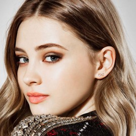 INFINIONLY Women's earrings, 925 silver earrings, infinity symbol earrings, inlaid zircon, silver/rose gold, Rose Gold, Cubic Zirconia