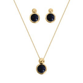 BStones – arete y collar chapados en oro con piedra natural – Cómodo juego de joyería hipoalergénica para mujer 0.7 pulgadas (1,8 cm), White Gold, Piedra, Sodalita