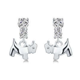 Starnny Women Earrings 925 Sterling Silver Puppy Dog Pet Natural Topaz Drop Earrings White Gold Jewelry Gifts for Women