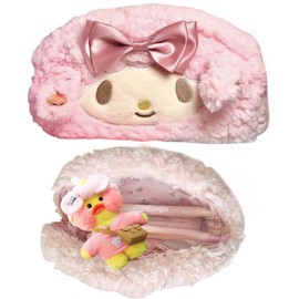 Vobomo Cute Bow Lamb Large Capacity Pencil Case Plush Pen Holder Sweety Pencil Pouch Box Cute Aesthetic Pen Case (Strawberry pink)