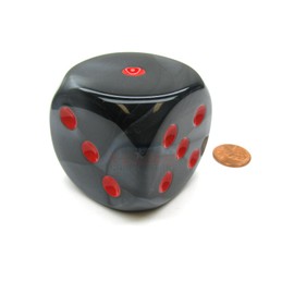 Black Velvet Dice With Silver Pips 50mm (2in) D6 Die Chessex