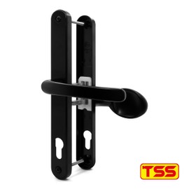 TSS UPVC Door Handles Set - Lever Moveable Pad - 92mm / 62mm PZ (Centres) - 240mm Screw to Screw - Backplate 272mm X 32mm - Replacement UPVC Door Handles - PVC Door Handle (Black)