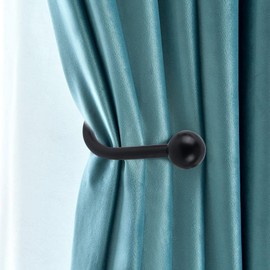 GWAWG Metal Curtain Holdback 2 PCS Decorative Curtain Drapery Holdbacks Arms Wall Mounted Curtain Tie Backs Drapery Holdbacks Hooks with Screws for Fixed Curtain and Hanging Clothes (Black)