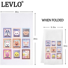LEVLO SKZ Kitchen Towel SKZOO K-POP Fans Gift SKZ Cartoon Member Tea Towel Kpop SKZ Housewarming Gift (SKZ Towel)