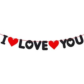 I Love You Felt Banner Letters Bunting Valentine Decoration Red Heart Garlands for Motherâs Day Anniversary Engagement Weddings Decor Photo Props and Party Supplies