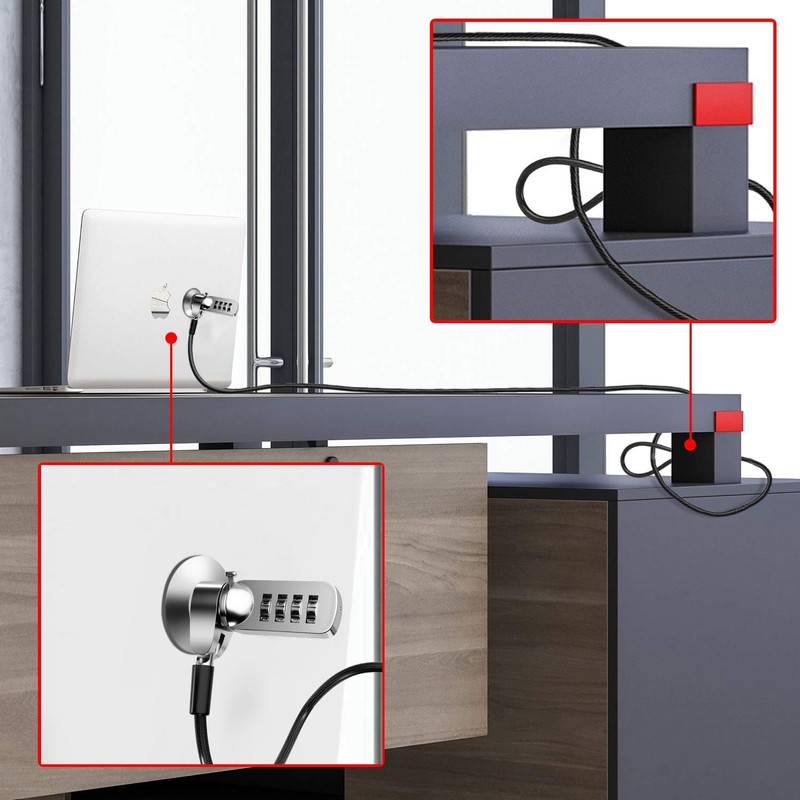 Computer Laptop Cable Lock • Slot Plate 6.23ft Cable •