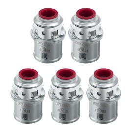 3/8" Snap-in MC Connector for MC/AC Cable - Fits 14/2 to 10/3 Metal-Clad Cable, 1/2" Knockout Size, Insulated Throat, Steel Construction (5 Pack)