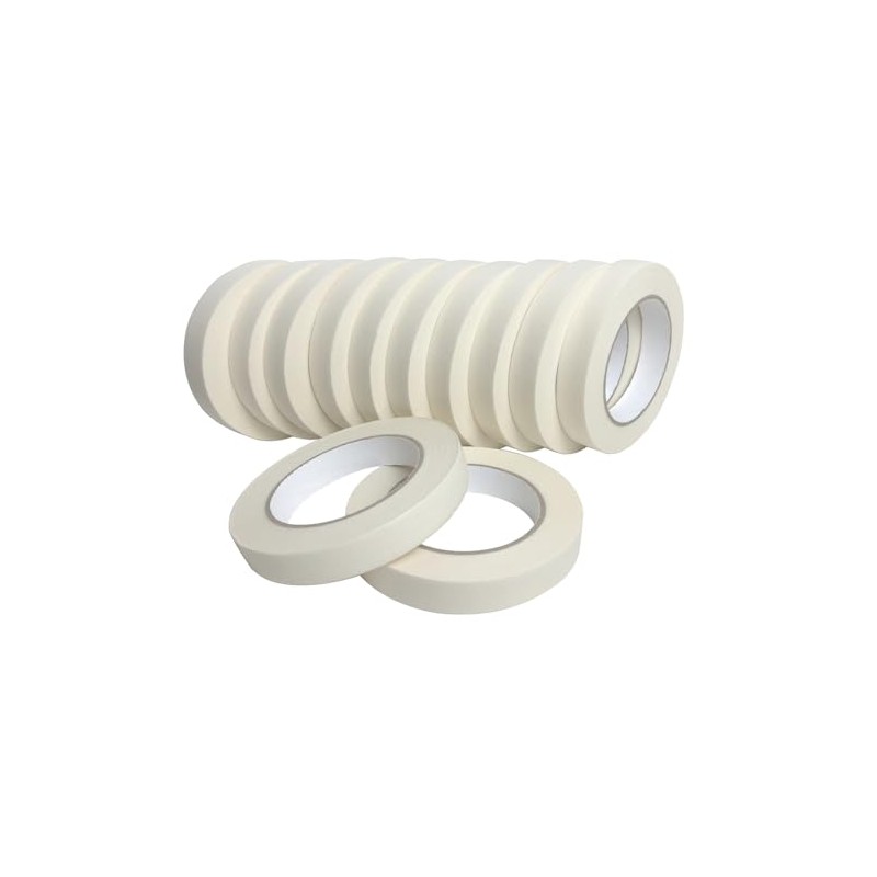 Lazybug studio Masking Tape 0.75 Inch, 12 Pack White Masking