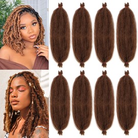 16 Inch Soft Springy Afro Twist Braiding Hair 8 Packs Pre-Separated Long Spring Twsit For Faux Locs Honey Brown Marley Twist Afro Crochet Braids Synthetic Hair Extension For Women 30#