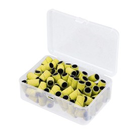 VOCOSTE 100 Pieces 150 Grit Sanding Bands Set with Free Box, Drum Sander Sanding Sleeves for Nail Sanding Tools Yellow