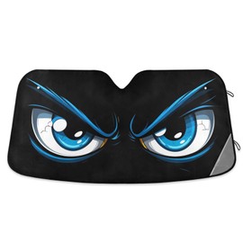 Evil Blue Eyes Windshield Sun Shade for Car Auto SUV Truck Foldable Front Window Sunshade Sun Visor Protector Block UV Rays Reflect Heat, 55" x 28"