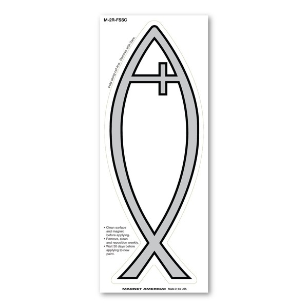 Silver Cross Fish Magnet by Magnet America Is 2.625" x