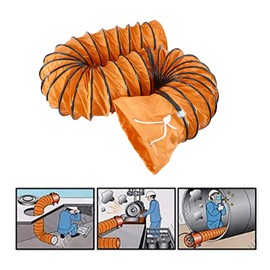 Flexible Duct Hose PVC Flame Retardant Duct Hosing with S Hook & Steel Support for Utility Blower Exhaust Fan (10in x 16ft, Orange)