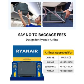 ECOHUB for Ryanair Cabin Bags 40x20x25, 20L Underseat Carry on Backpack with 14” Laptop Compartment, Water-Resistant Travel Hand Luggage Bag, Recycled Rucksack with Anti-Theft Pocket,Grey