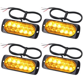 EYPINS 4 x 12 LED Front Flash, Flashing Light, Strobe Warning Light, Emergency Warning Flasher, Dash Strobe, 48 W, 18 Flashing Modes for 12/24 V Truck, Tractor, Truck, Car, Emergency Forklift Truck,