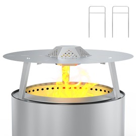 Heat Deflector for Solo Stove Yukon 27" Accessories 304 Stainless Steel Heat Diffuser for Firepit Captures and Redirects Warmth with Handle and Legs for Outdoor