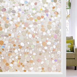 LEMON CLOUD Window Film, Vinyl Clings, Stained 3D Decorative Stickers for Glass, Static Door Window Covering, Tinted Window Decals, Frosted Privacy, Self-Adhesive, Pebble Pattern (17.5In X 78.7In)