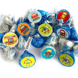 Robot Labels for Hershey Chocolates by Adore By Nat - Birthday and Baby Shower Candy Stickers - Set of 240