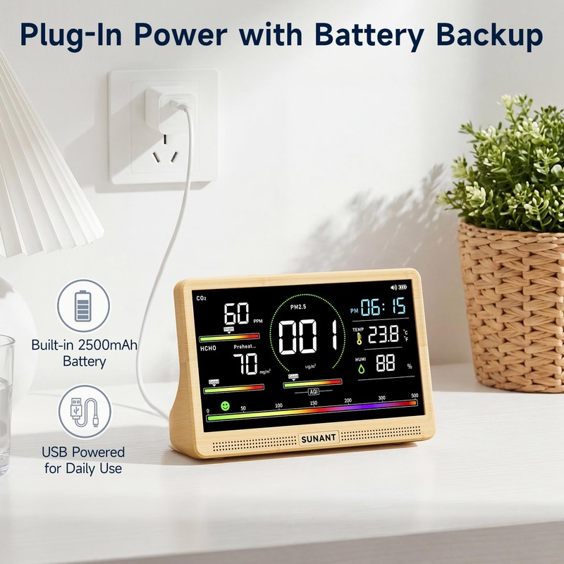 16-in-1 Air Quality Monitor Indoor, 7' Smart Large Display 9