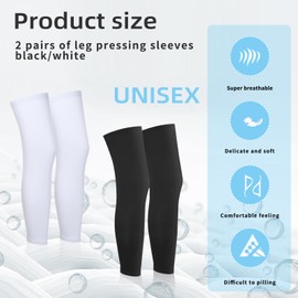 4 Pieces Compression Leg Sleeve Full Length Leg Sleeves Sports Cycling Leg Sleeves for Men Women Youth, Support for Knee, Thigh, Calf, Running, Basketball (XL)