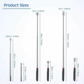 Premium Wire 3pcs Magnet Pickup Tool Stick Telescoping Include 8 lb LED Light Grabber Extend