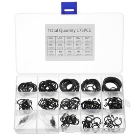 MECCANIXITY 175Pcs Retaining Ring External Snap Rings C-Clip Circlip Alloy 304 Steel M5-M25 Retainer Rings Assortment Kit Set,15 Sizes