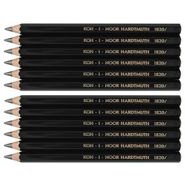 Koh-I-Noor Set of 12 Jumbo Graphite Pencil 1820 10mm Diameter 3x 2B, 2x 4B, 2x 6B, 2x 8B, 3x HB